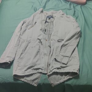 Forever 21 Light Gray Utility Jacket with Anorak Hem